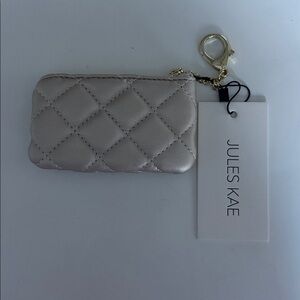 NWT- Jules Kae Quilted Coin Purse Vegan Leather- Silver